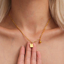 Load image into Gallery viewer, Stainless steel English square sign round ball pendant necklace collarbone chain