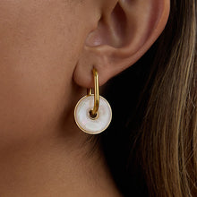 Load image into Gallery viewer, Stainless steel imitation white shell circle earrings