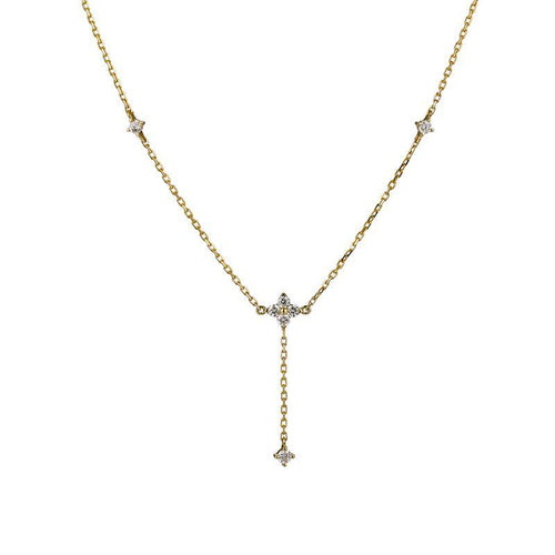 S925 sterling silver plated with 18K gold four-leaf clover zircon pendant necklace collarbone chain