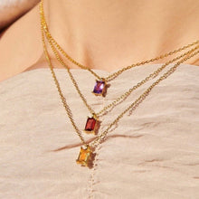 Load image into Gallery viewer, 18K gold stainless steel December birthstone colorful Zircon necklace