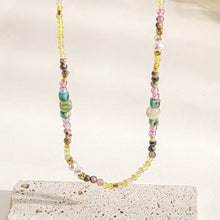 Load image into Gallery viewer, A hand-beaded necklace made of colored natural stone pearls