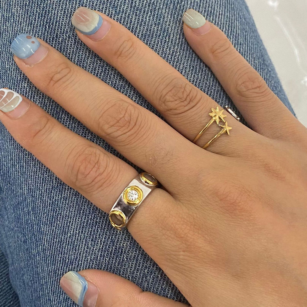 Stainless steel zircon ring