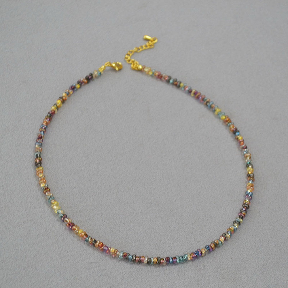 Bohemian-style colorful and transparent rice bead handcrafted beaded necklace