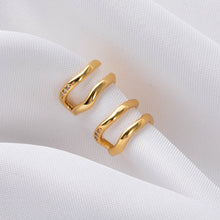 Load image into Gallery viewer, Irregular ear bone clips plated with real gold and studded with diamonds
