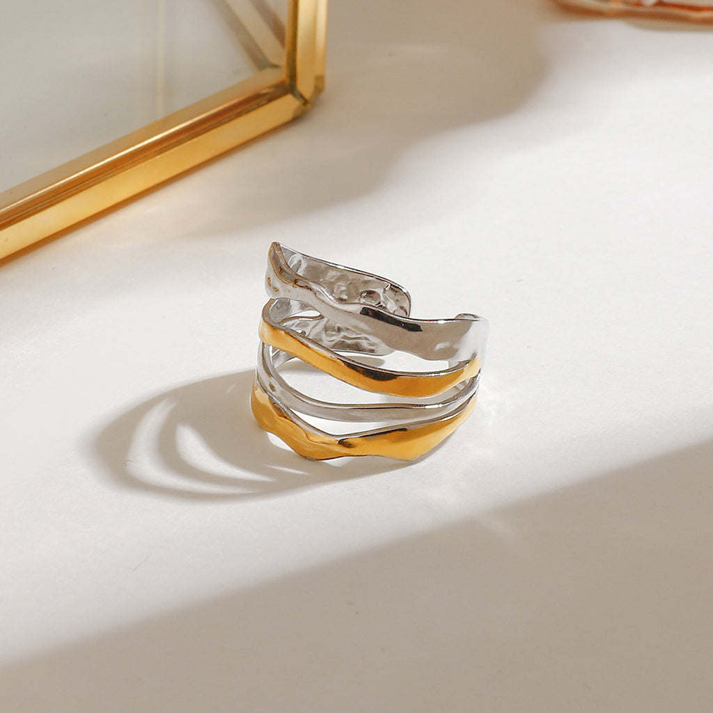 Stainless steel color-blocking open ring