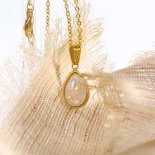 Load image into Gallery viewer, Stainless steel imitation opal opal water drop pendant necklace