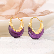 Load image into Gallery viewer, Natural amethyst U-shaped earrings