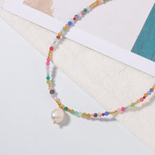 Load image into Gallery viewer, Colored natural zircon pearl pendant handcrafted beaded necklace