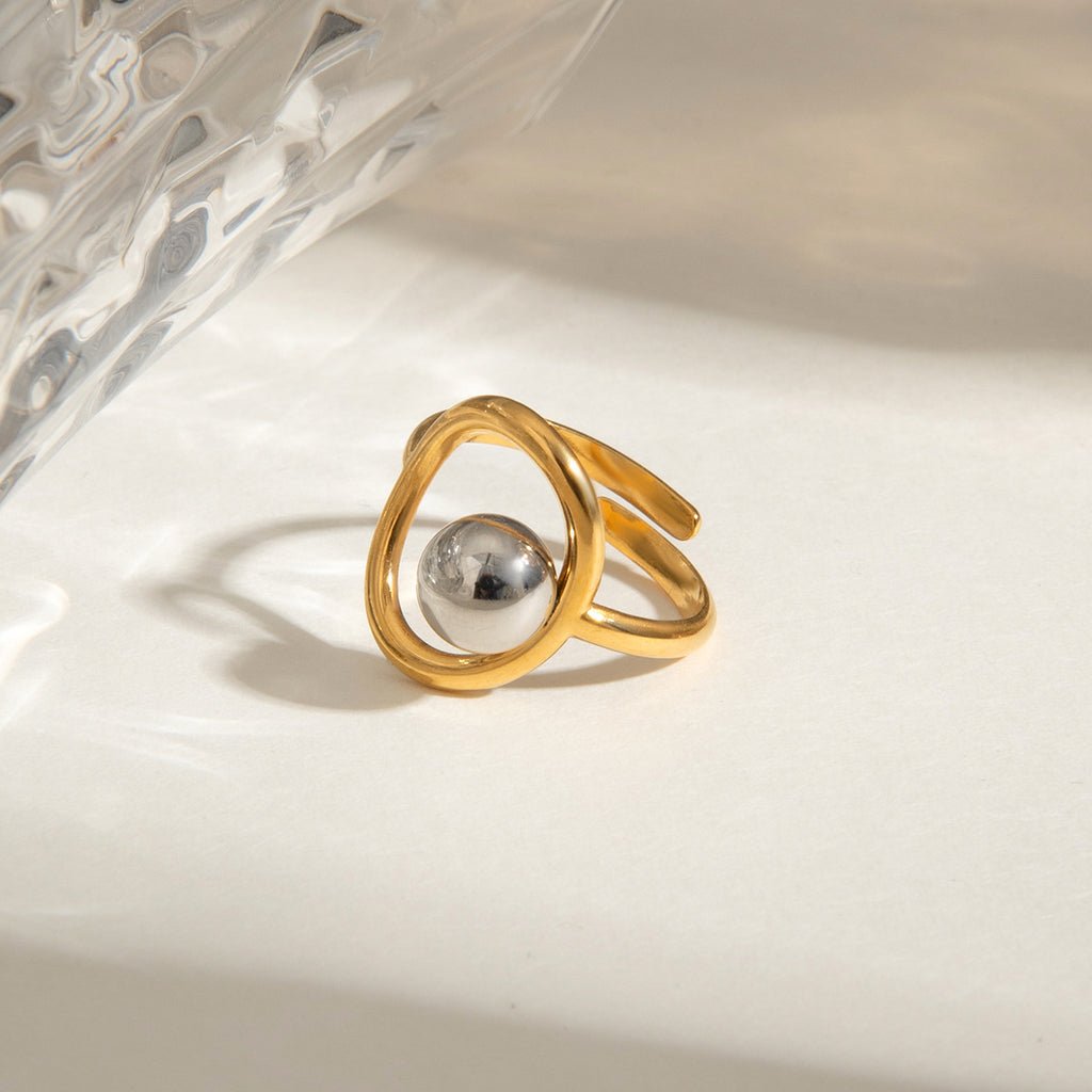 Stainless steel, gold and silver color-matched steel ball open ring