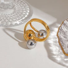 Load image into Gallery viewer, Stainless steel, gold and silver color-matched three-layer line steel ball open ring