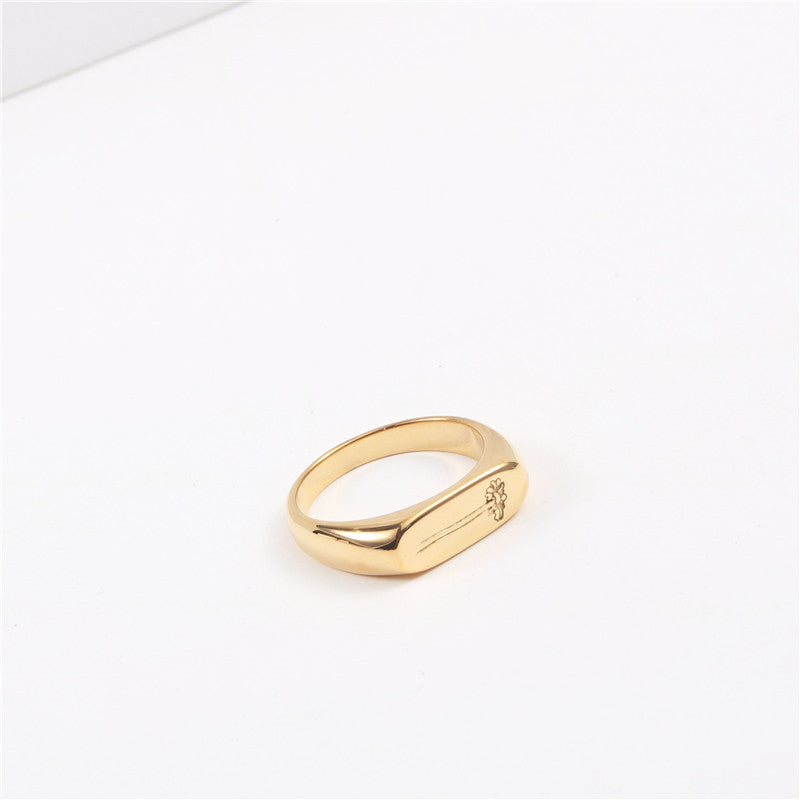 18K gold titanium steel Daisy ring