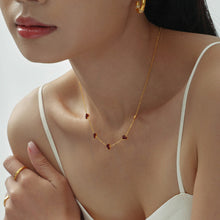 Load image into Gallery viewer, Stainless steel gold-plated wine red enamel oil dripping heart necklace collarbone chain