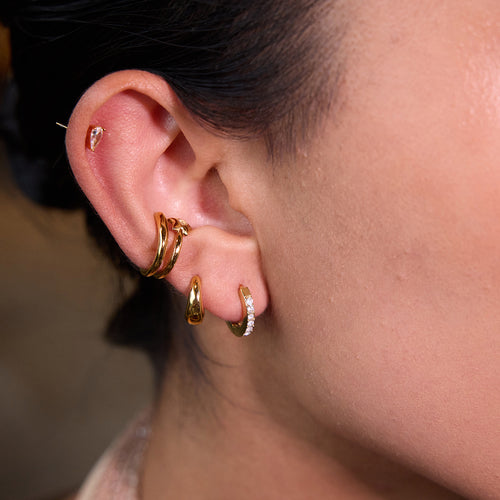 Stainless steel star zircon ear clips