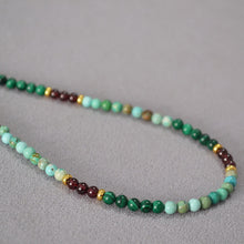 Load image into Gallery viewer, Malachite garnet turquoise beaded necklace
