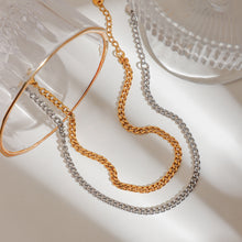 Load image into Gallery viewer, Gold and silver double-layer Cuban chain stainless steel foot chain set