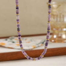 Load image into Gallery viewer, Purple natural stone beaded necklace