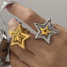 Load image into Gallery viewer, Five-pointed star stainless steel golden steel ring