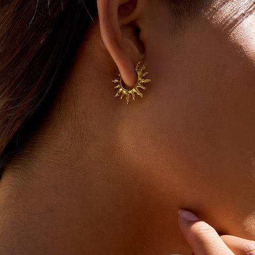 18K gold stainless steel sun earrings