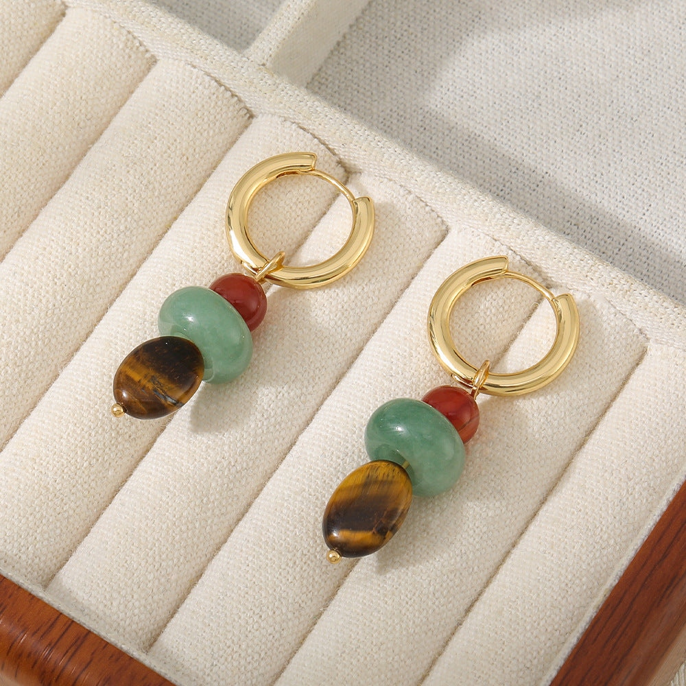 Colored natural stone beaded earrings