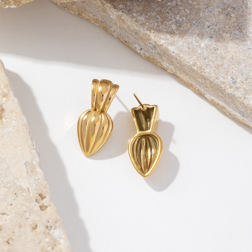 18K real gold electroplated stainless steel golden radish earrings