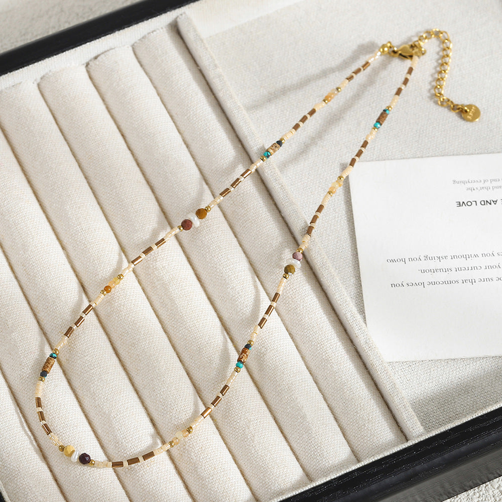 A natural stone handcrafted beaded necklace