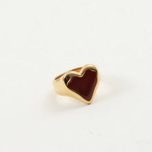 Load image into Gallery viewer, 18K gold stainless steel oil-dripping red heart-shaped wide face ring