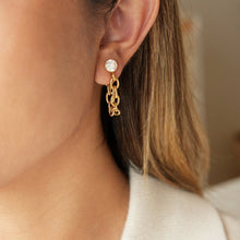 Load image into Gallery viewer, Stainless steel zircon chain tassel earrings