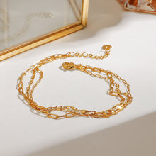 Load image into Gallery viewer, 18K gold stainless steel paperclip chain three-layer foot chain
