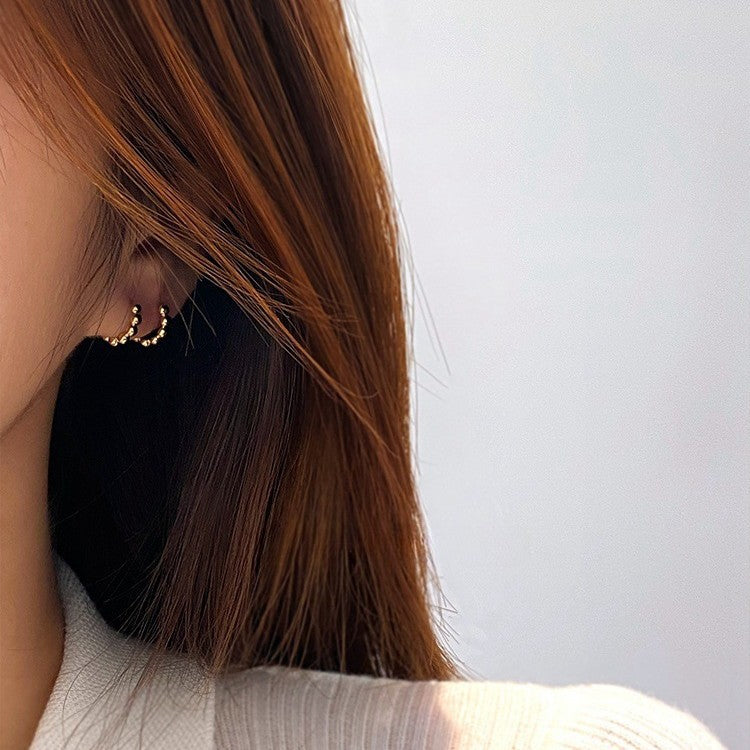 18K gold and copper material bead small ear buckle