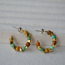 Load image into Gallery viewer, Natural stone beaded 925 silver needle C-shaped earrings