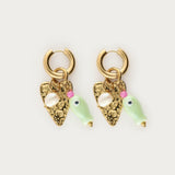 Stainless steel pearl heart-shaped small fish pendant earrings