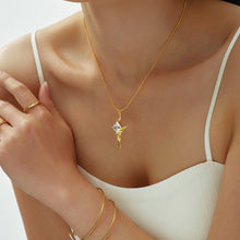 Load image into Gallery viewer, Stainless steel zircon cross pendant necklace collarbone chain