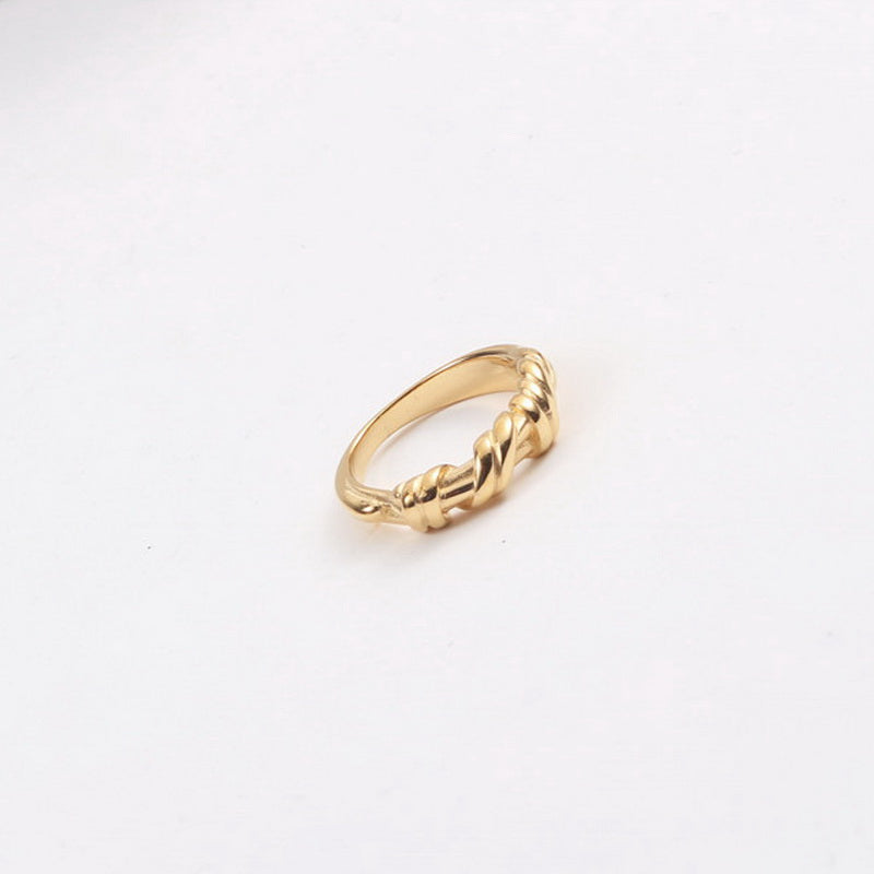 18K gold stainless steel twisted knot ring