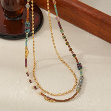 Load image into Gallery viewer, Colored natural stone freshwater pearl string necklace