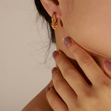 Load image into Gallery viewer, Stainless steel oil-dropped zirconium heart-shaped pendant earrings