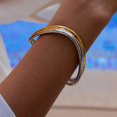 18K gold, stainless steel, gold and silver color-matched bracelet