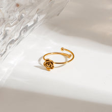 Load image into Gallery viewer, Stainless steel rose flower opening ring