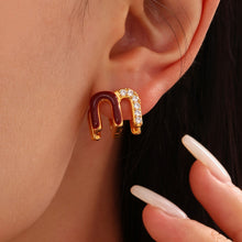 Load image into Gallery viewer, M zirconium-inlaid Angola red oil-dripping copper ear loops