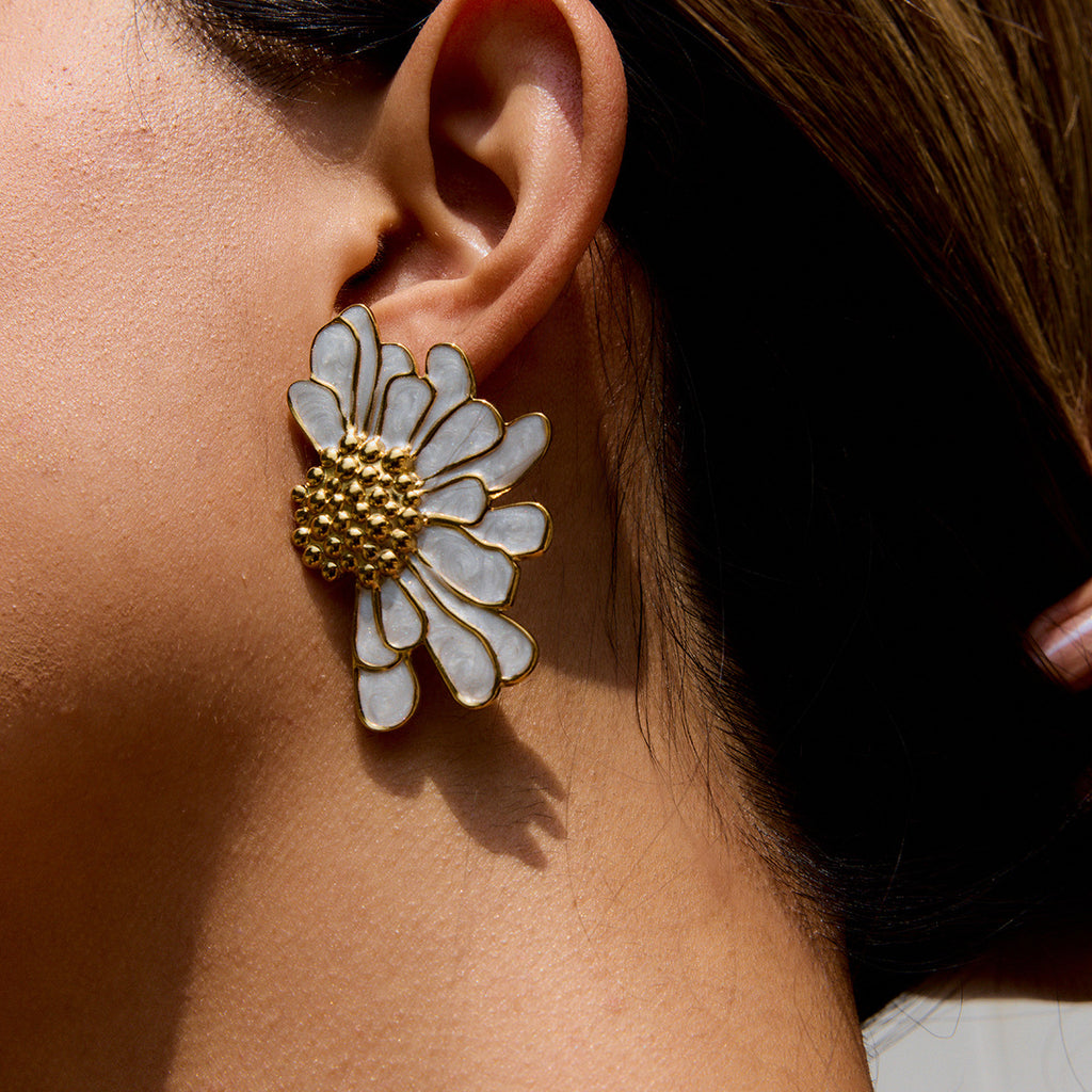Stainless steel oil-dripping flower earrings
