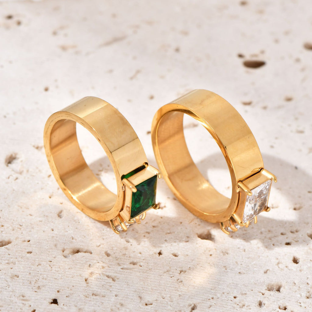 Zirconium-encrusted stainless steel ring