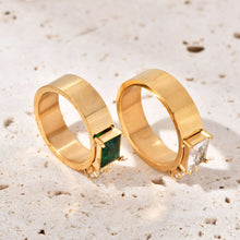 Load image into Gallery viewer, Zirconium-encrusted stainless steel ring