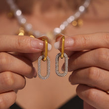 Load image into Gallery viewer, Stainless steel full-diamond oval pendant ear buckle