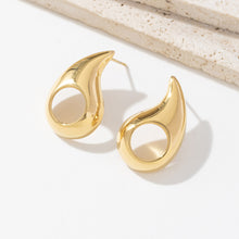 Load image into Gallery viewer, Golden stainless steel perforated teardrop earrings