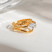 Load image into Gallery viewer, Stainless steel diamond stackable ring set