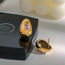 Load image into Gallery viewer, Stainless steel bean ear studs with zirconium inlaid