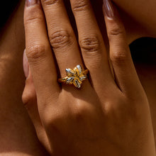 Load image into Gallery viewer, An 18K gold, stainless steel, gold and silver color-matched five-pointed star opening ring