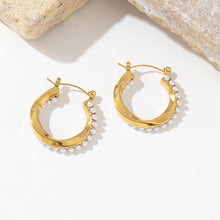 Load image into Gallery viewer, 18K gold stainless steel circular earrings