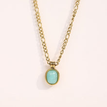 Load image into Gallery viewer, 18K real gold color retention mint green Roman natural stone oval Tianhe stone necklace