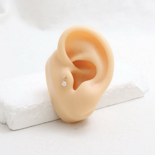 One S925 silver pendant square diamond ear bone stud earring