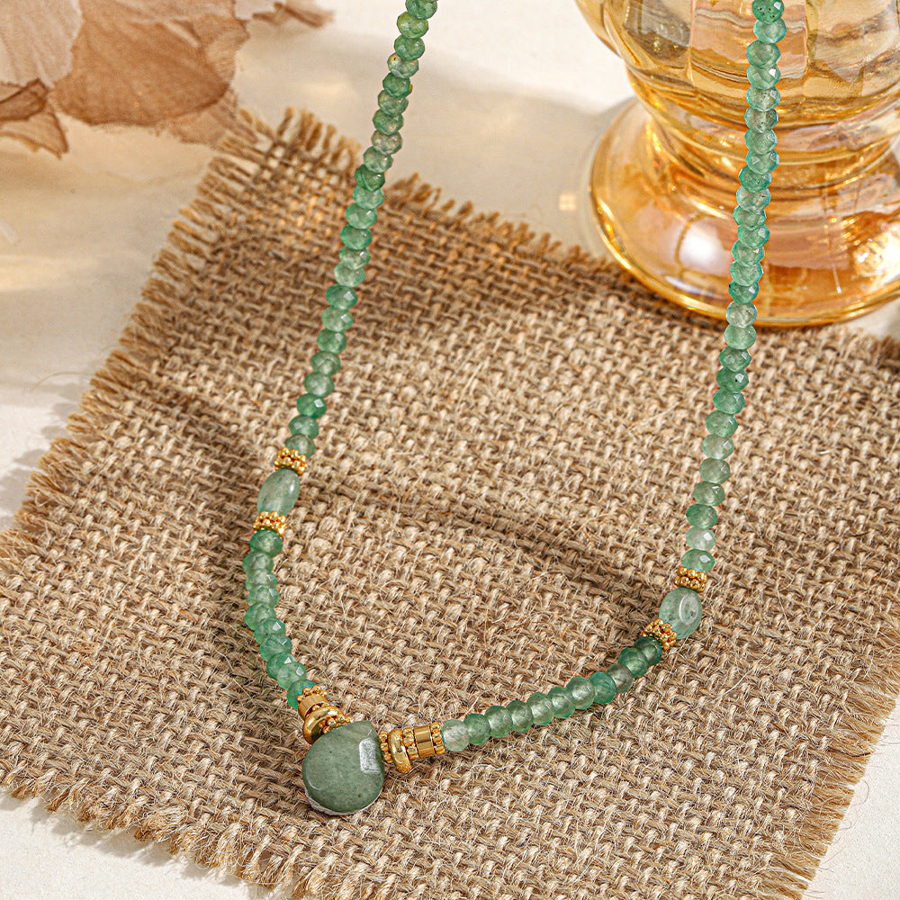 Green Dongling Natural stone handcrafted beaded necklace